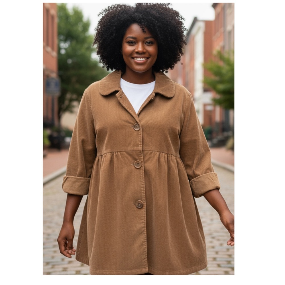 French Cuff Women's Tan Corduroy Jacket XL